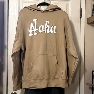 Hawaiian Aloha Tan Long Sleeve Oversized Unisex Hoodie Sweatshirt